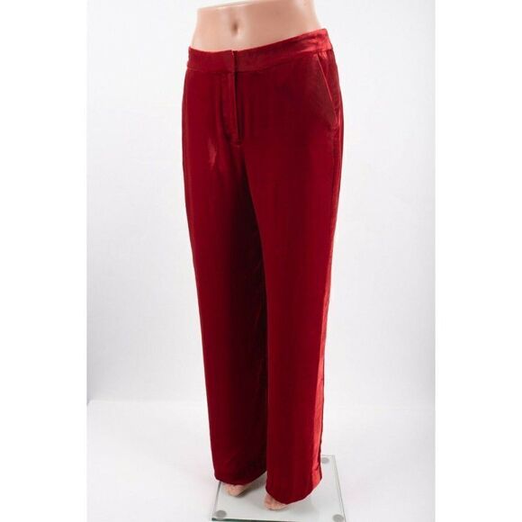 Boden Womens Selwood Velvet Silk Pants UK 8L US4 4L Tall Red Wide Leg NWT - Picture 3 of 9